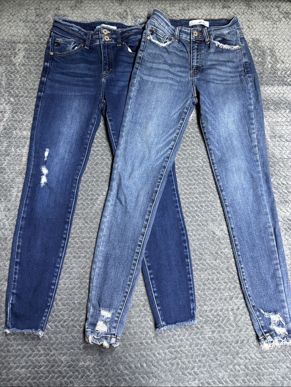 KanCan Distressed Skinny Jeans - Medium & Dark Blue Duo
